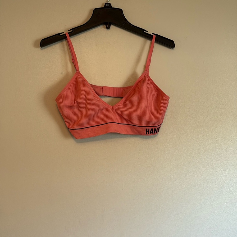 HANES BRALETTE, size 2X, pink & black